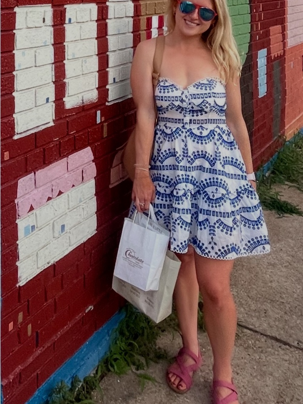 Blue & White Strapless Sundress from Old Town Boutique